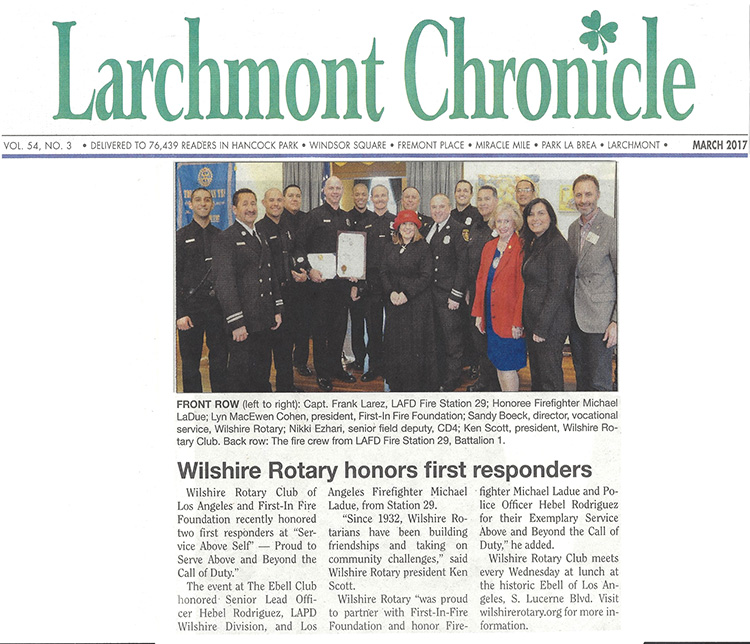 Wilshire Rotary Honors First Responders