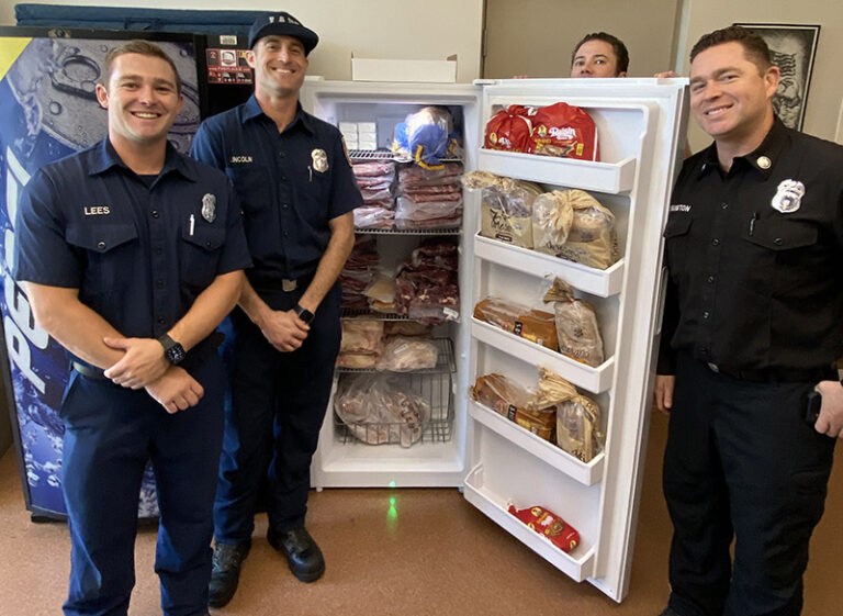 Firefighters With Open Fridge